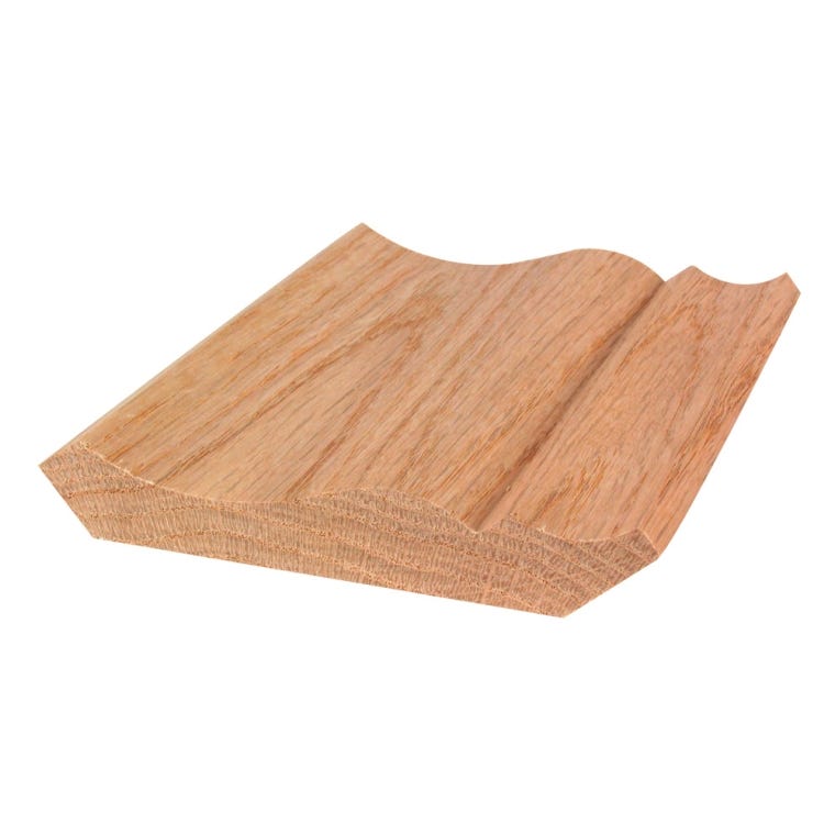 Traditional Oak Crown Molding, 11/16" Thick x 4-1/4" Facing with 3-1/4" Drop and 2-11/16" Projection - full pic 
