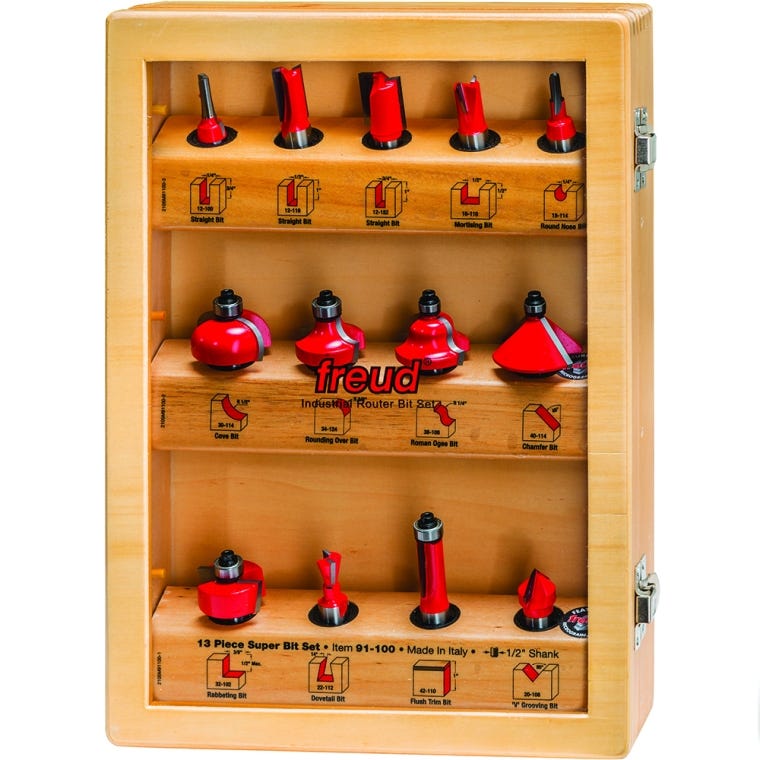 Freud&reg; 91-100 13 Piece Super Router Bit Set - 1/2" Shank - full pic 
