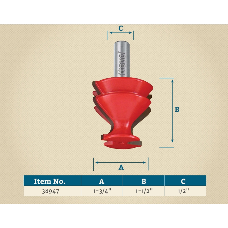 Freud&reg; 99-480 Base Cap Router Bit - 1-3/4" Dia x 1-1/2" H x 1/2" Shank - full pic 
