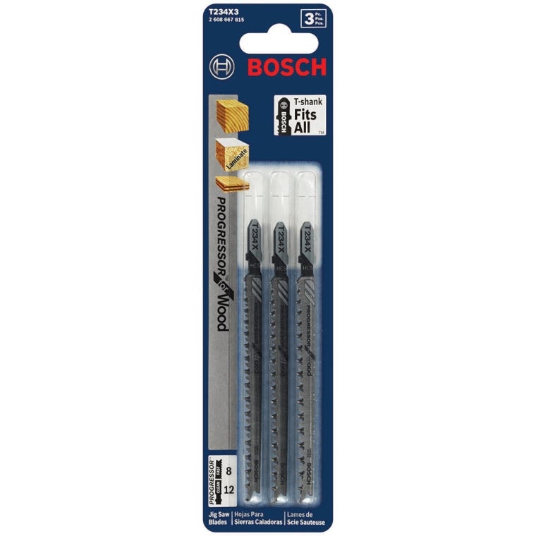 Bosch Progressor 8-12 TPI T-Shank Jigsaw Blades, 3-Pack - full pic 
