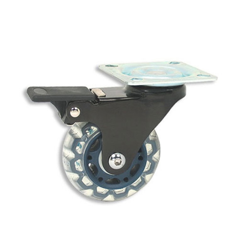Translucent Skate Wheel Casters, Locking - full pic 