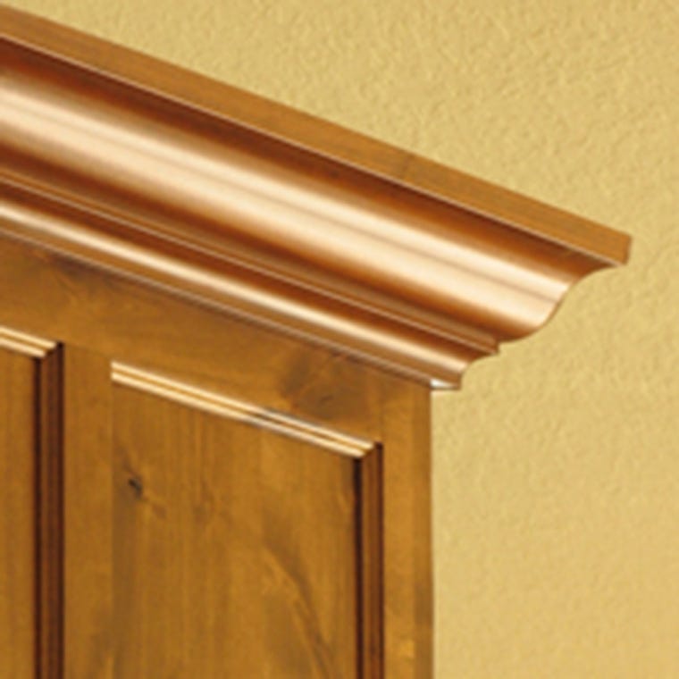 Traditional Oak Crown Molding, 11/16" Thick x 4-1/4" Facing with 3-1/4" Drop and 2-11/16" Projection - full pic 