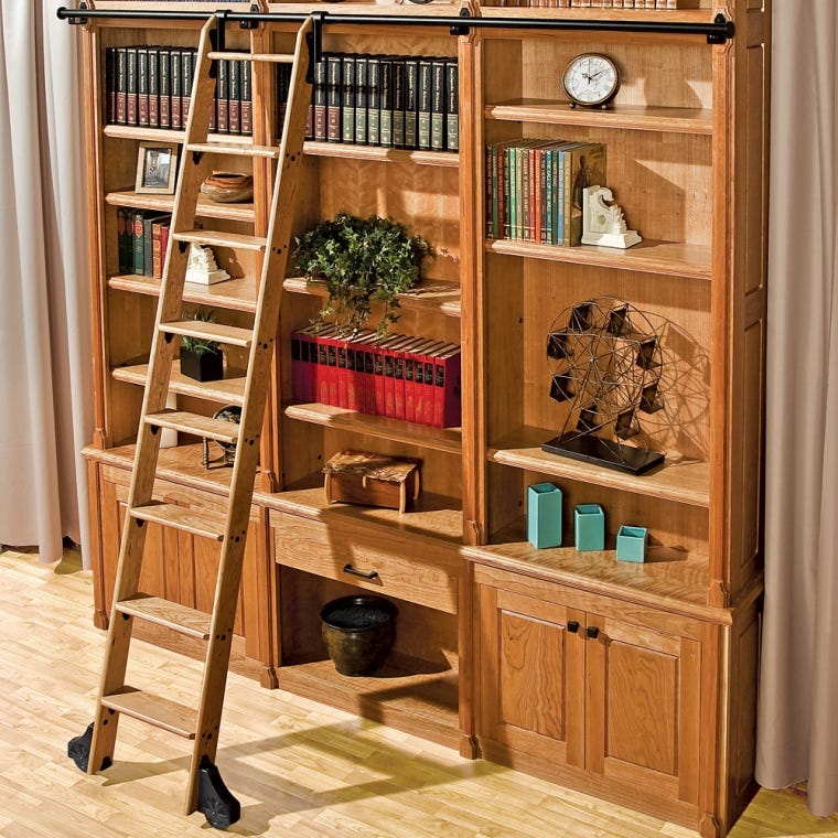 8' Rolling Library Ladder Hardware Kit, Satin Black - full pic 