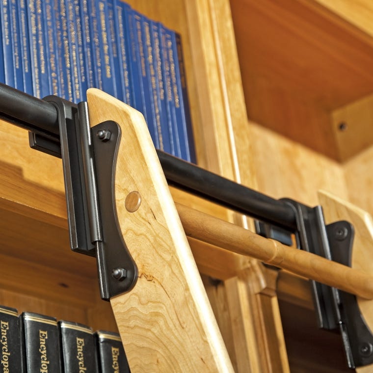 8' Rolling Library Ladder Hardware Kit, Satin Black - full pic 