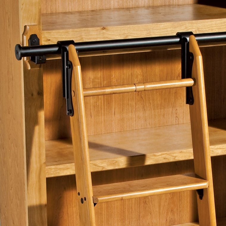 8' Rolling Library Ladder Hardware Kit, Satin Black - full pic 
