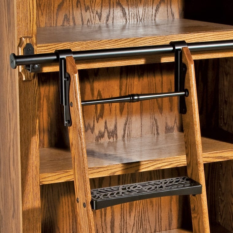 8' Rolling Library Ladder Hardware Kit, Satin Black - full pic 
