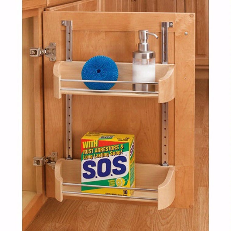 Rev-A-Shelf Wood Storage Trays with Adjustable Rail System (4231 Series)-Single Wood Storage Trays - full pic 