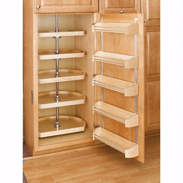 Rev-A-Shelf Wood Storage Trays with Adjustable Rail System (4231 Series)-Single Wood Storage Trays - full pic 