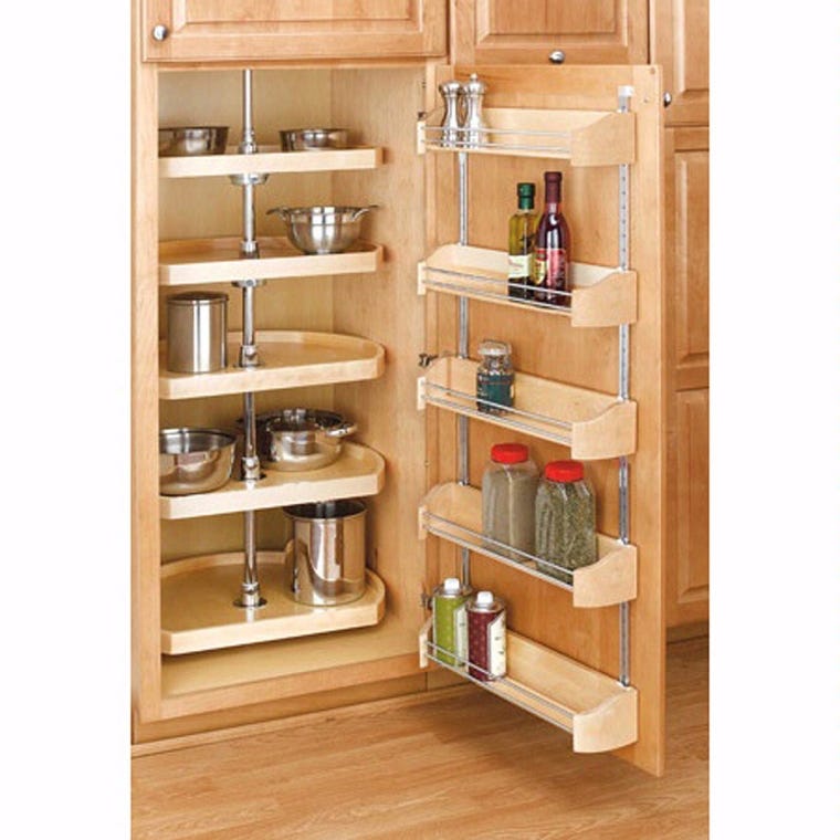 Rev-A-Shelf Wood Storage Trays with Adjustable Rail System (4231 Series)-Single Wood Storage Trays - full pic 