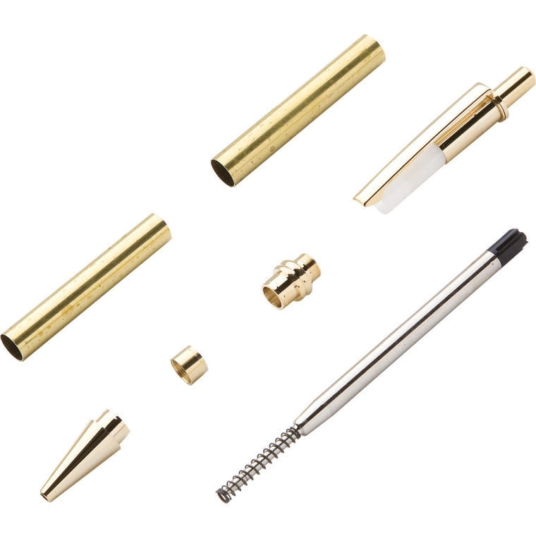 Ball Point Push Click Pen Hardware Kit - Gold Finish - full pic 