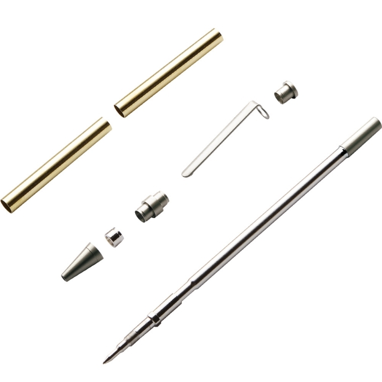 Slimline Pencil Hardware Kit - Satin Nickel - full pic 