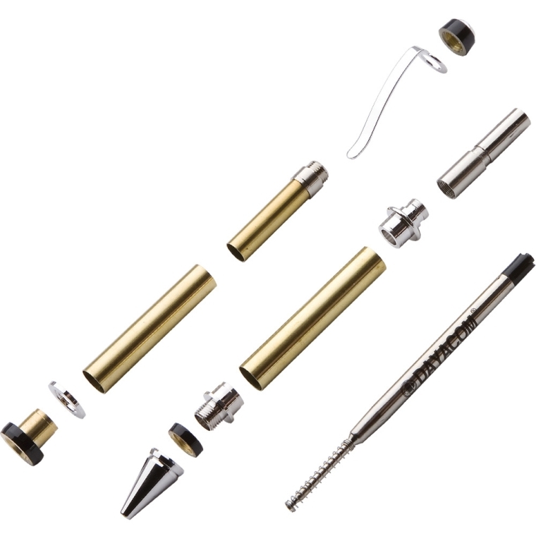 Cuban Pen Hardware Kit - Rhodium - full pic 