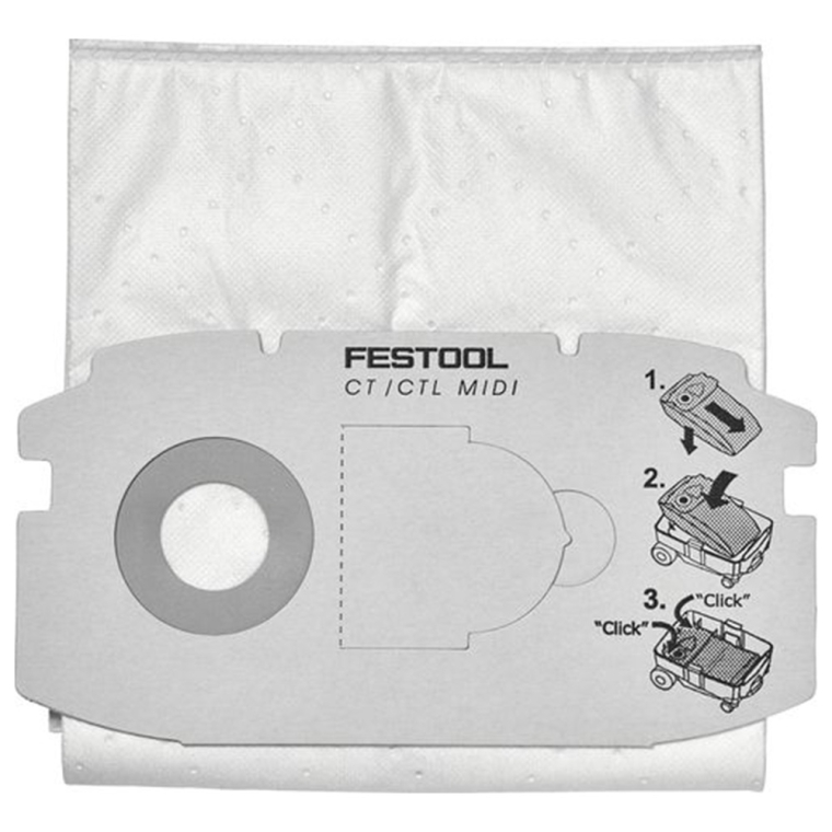 Self-Cleaning Filter Bags for (Pre-2018) Festool CT Midi, 5-Pack (498411) - main pic