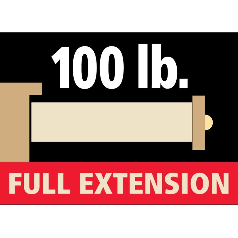 100-lb. Self-Closing Full Extension Drawer Slides - Centerline&reg; 757 SC (16" to 22") Pair - full pic 