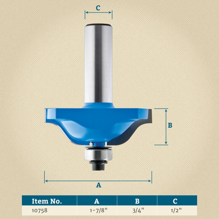 Rockler Ogee Base Molding Router Bit - 1-7/8" Dia x 3/4" H x 1/2" Shank - full pic 