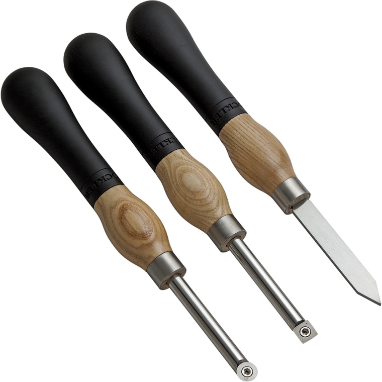 Pen-Turning Ergonomic Turning Tools, 2 Carbide, 1 HSS - full pic 