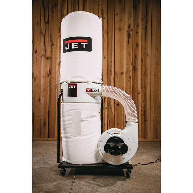Jet Dust Collector DC-1100VX-5M, 1.5HP 1-Phase 115/230V, 5-Micron Bag Filter Kit - full pic 