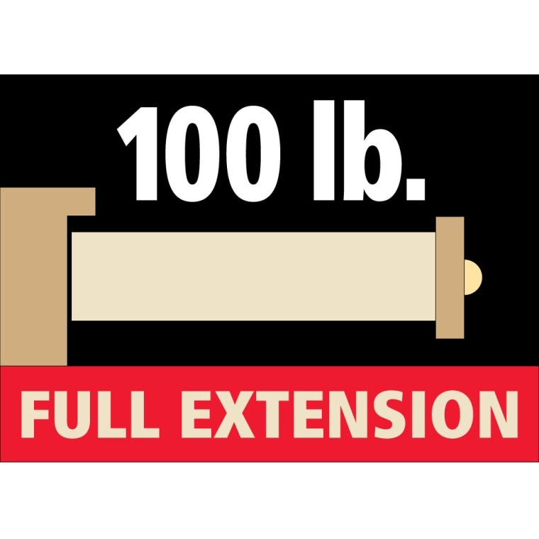 100-lb. Push-to-Open Full Extension Drawer Slides (Pair) - Centerline&reg; 757-P (16" to 22") - full pic 