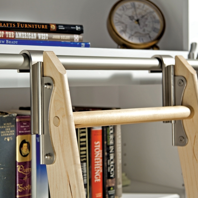 Rockler Classic Rolling Library Ladder - Track Hardware, Satin Nickel - full pic 
