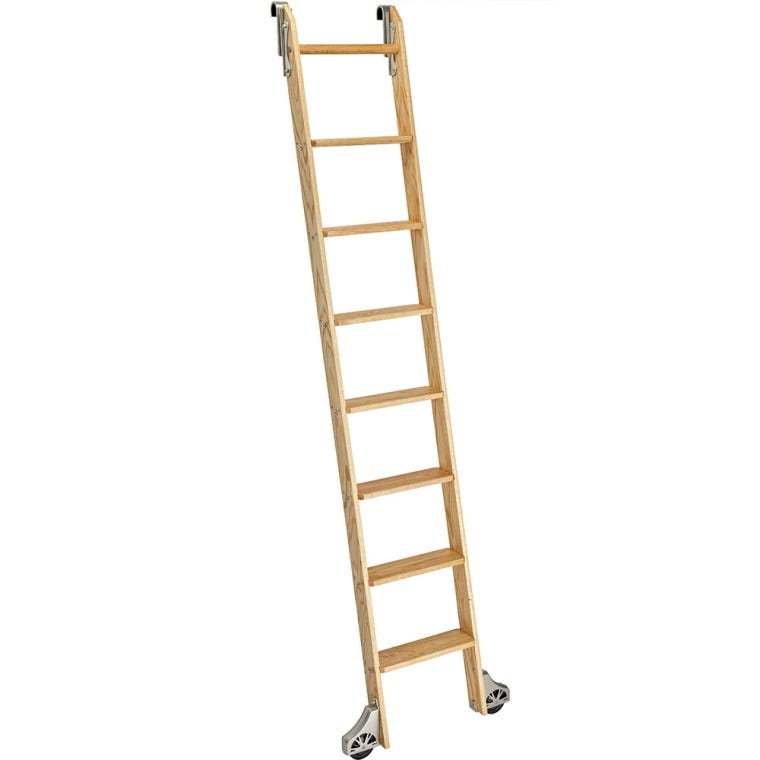8' Rockler Classic Rolling Library Ladder - Wood Kits - full pic 