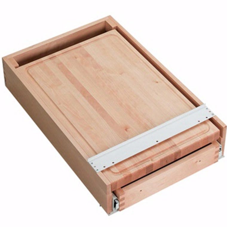 17-1/2" Wide Knife Holder and Cutting Board Drawer System, Wood - Maple (4KCB-21) - full pic 