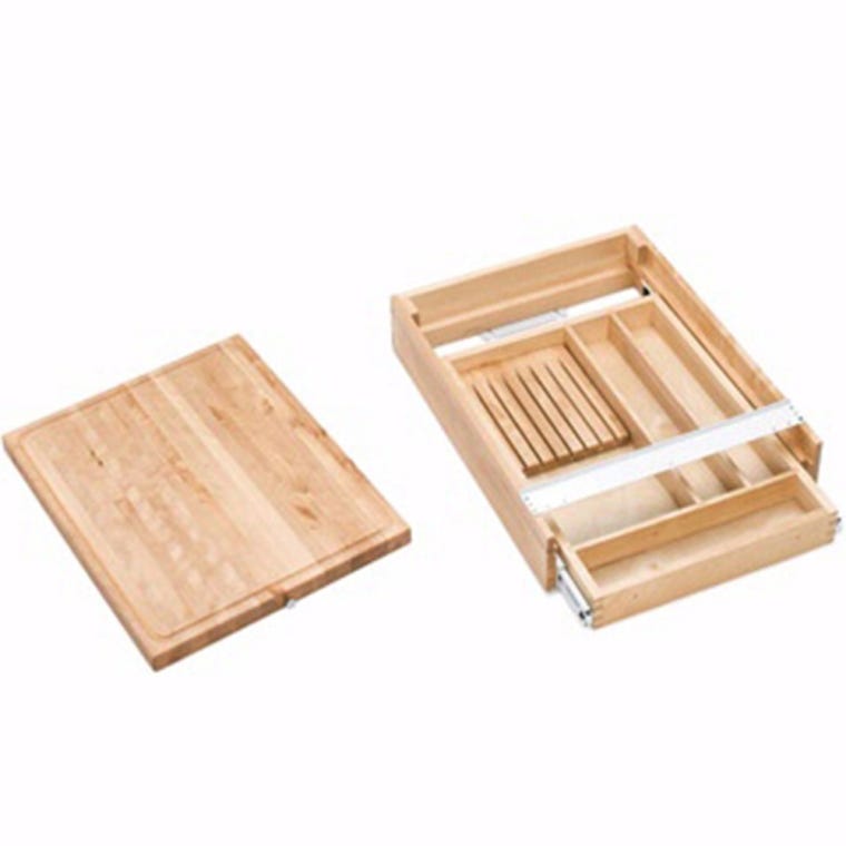 17-1/2" Wide Knife Holder and Cutting Board Drawer System, Wood - Maple (4KCB-21) - full pic 