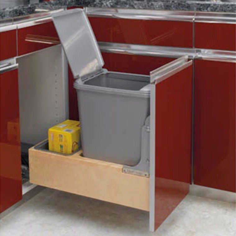 Double 50 quart Waste Container, Natural, Wood - Maple (4WCBM-2150DM-2) - full pic 