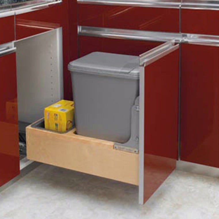 Double 50 quart Waste Container, Natural, Wood - Maple (4WCBM-2150DM-2) - full pic 