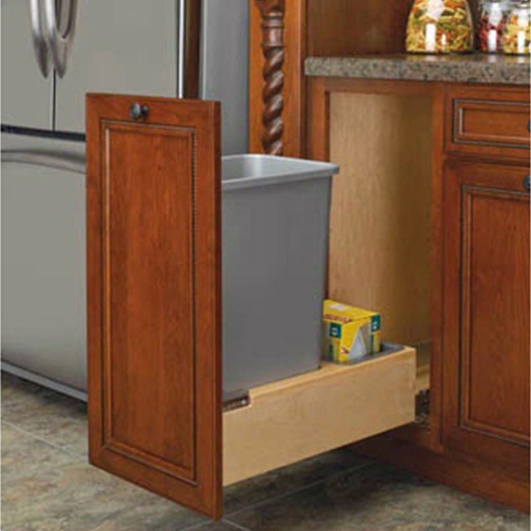 Double 50 quart Waste Container, Natural, Wood - Maple (4WCBM-2150DM-2) - full pic 