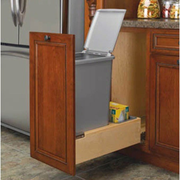 Double 50 quart Waste Container, Natural, Wood - Maple (4WCBM-2150DM-2) - full pic 