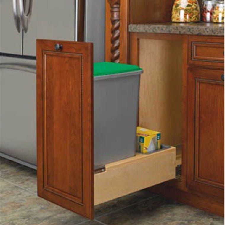 Double 50 quart Waste Container, Natural, Wood - Maple (4WCBM-2150DM-2) - full pic 