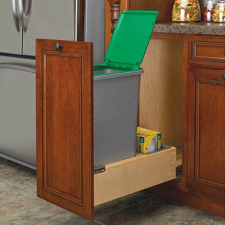 Double 50 quart Waste Container, Natural, Wood - Maple (4WCBM-2150DM-2) - full pic 