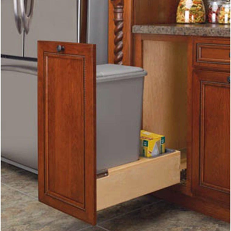 Double 50 quart Waste Container, Natural, Wood - Maple (4WCBM-2150DM-2) - full pic 