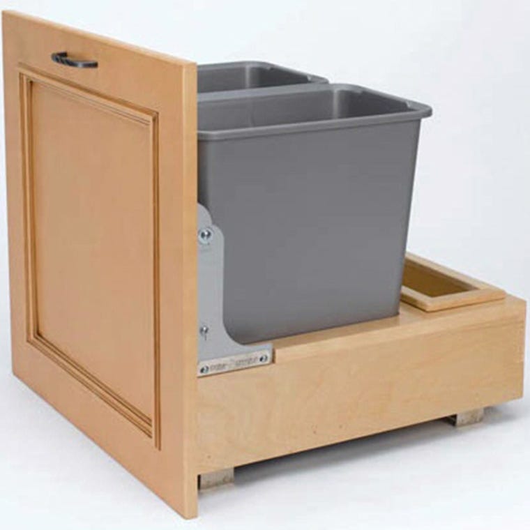 Double 50 quart Waste Container, Natural, Wood - Maple (4WCBM-2150DM-2) - full pic 