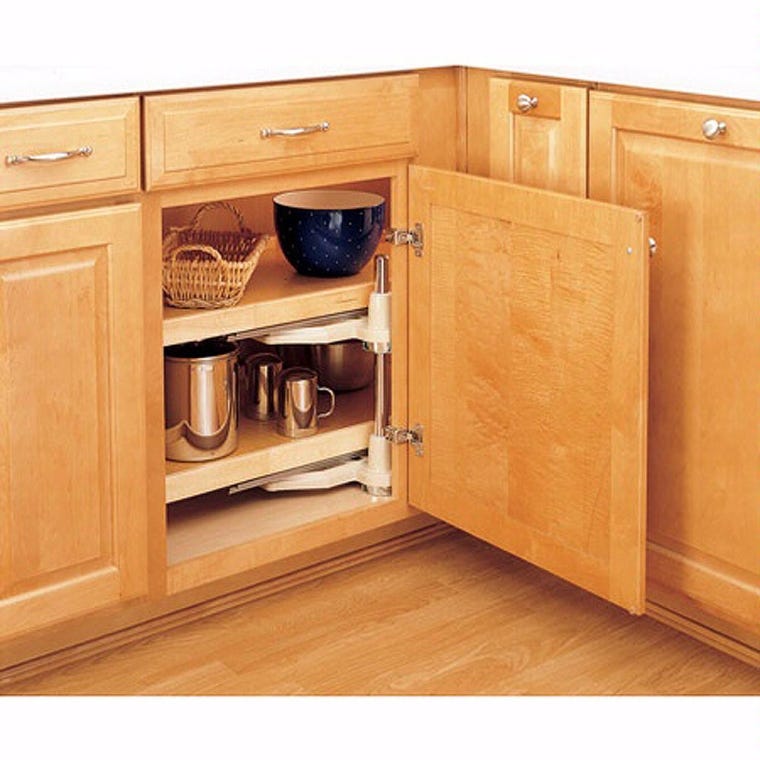 32" (813 mm) Width Half Moon Shelves With Hardware, Pivot & Slide, Wood - Maple (4WLS882-32-570) - full pic 