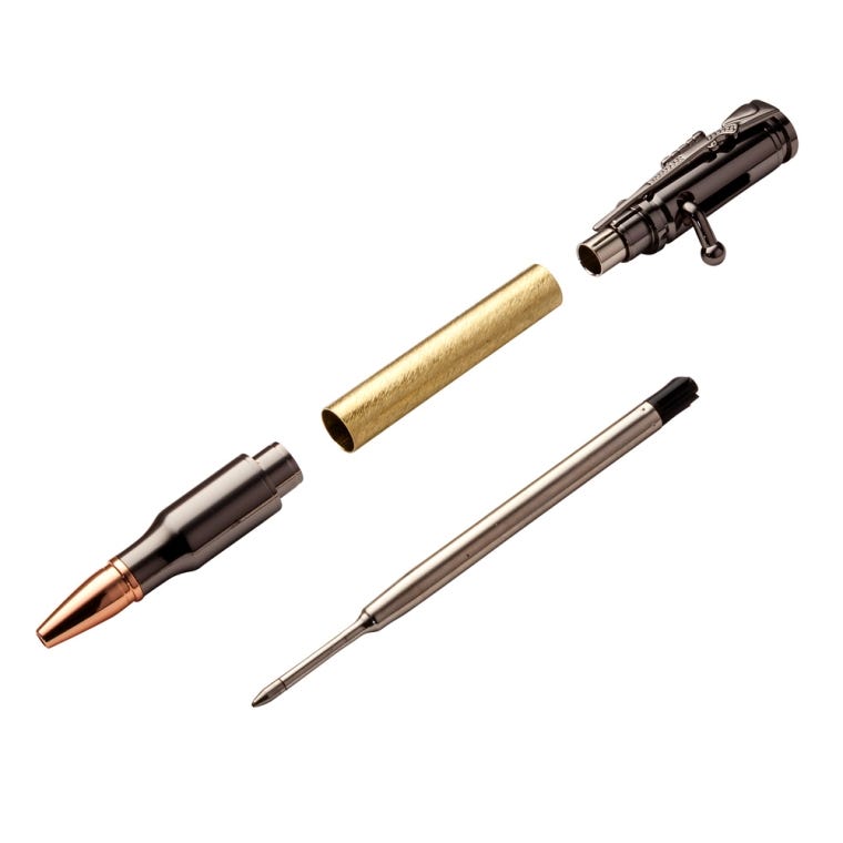 30 Caliber Bolt Action Pen Hardware Kit, Gun Metal - full pic 