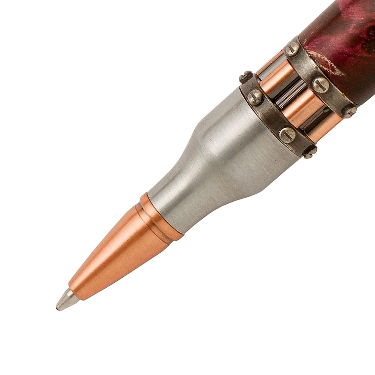 Steampunk Bolt-Action Pen Hardware Kit, Antique Pewter/Copper - full pic 