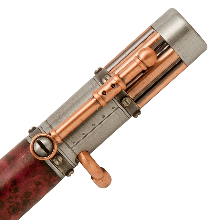 Steampunk Bolt-Action Pen Hardware Kit, Antique Pewter/Copper - full pic 