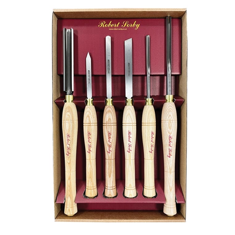 Sorby 6-Piece Woodturning Set with Book (Woodturning: A Foundation Course) - full pic 