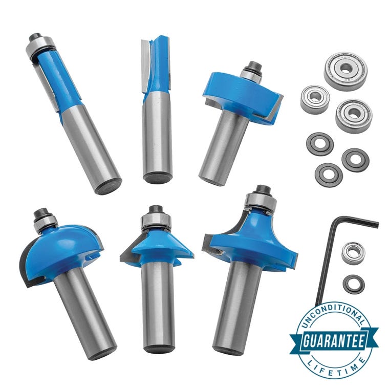 Rockler 6-Piece Router Bit Set, 1/2'' Shank - full pic 