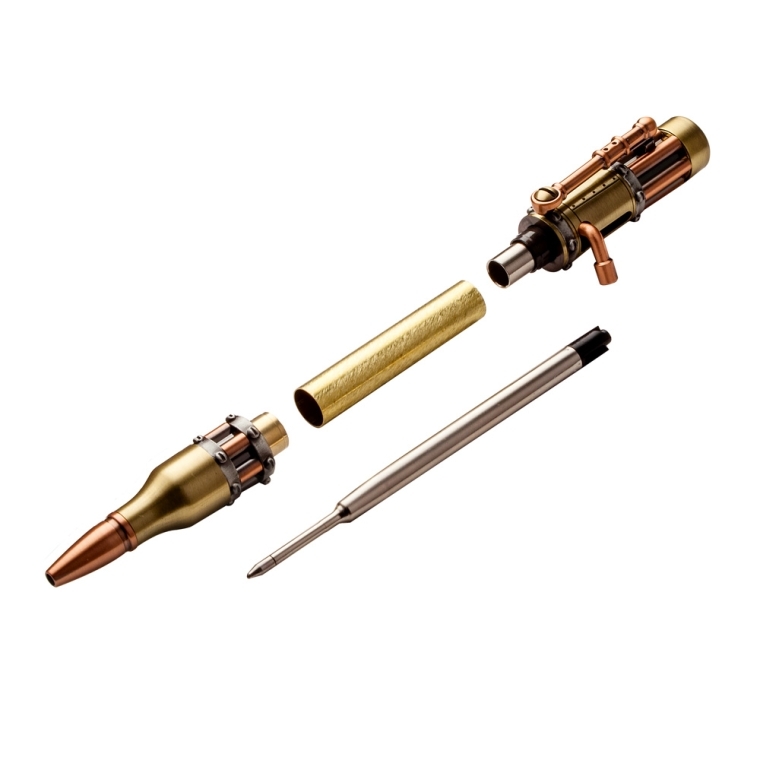Steampunk Bolt-Action Pen Hardware Kit, Antique Brass/Copper - full pic 