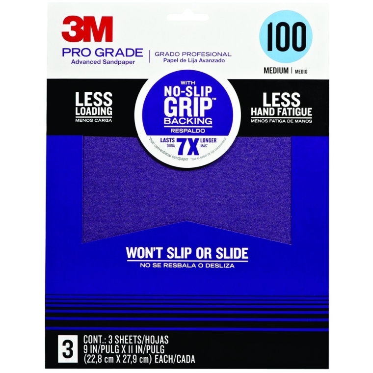 3M Pro Grade No Slip-Grip Sandpaper 3 Packs - full pic 