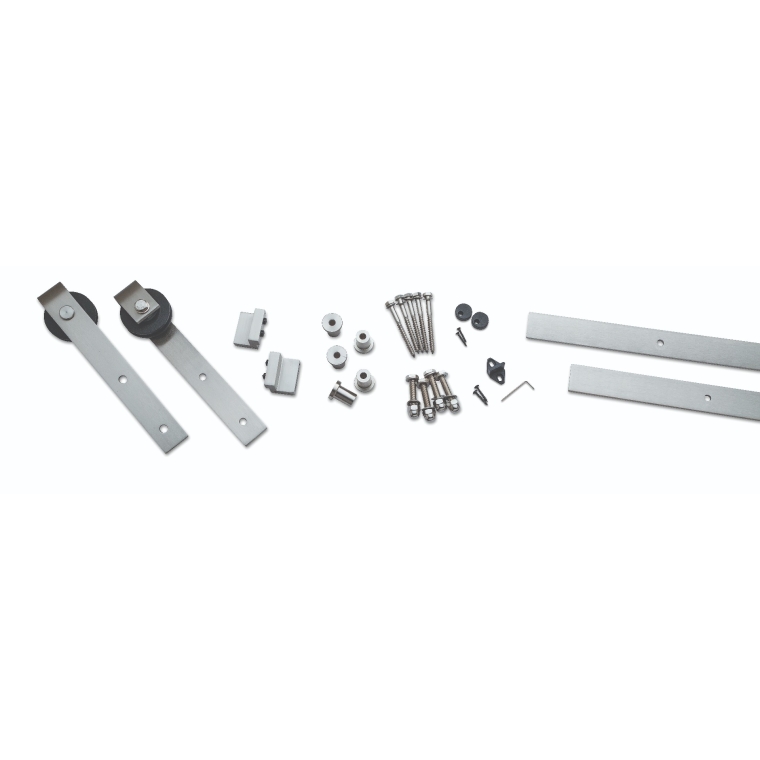 I-Semble Rolling Door Hardware Kit, Bent Strap, Stainless Steel - full pic 
