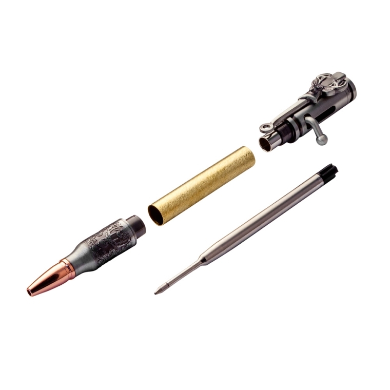 Deer Hunter Bolt-Action Pen Hardware Kit, Antique Pewter - full pic 