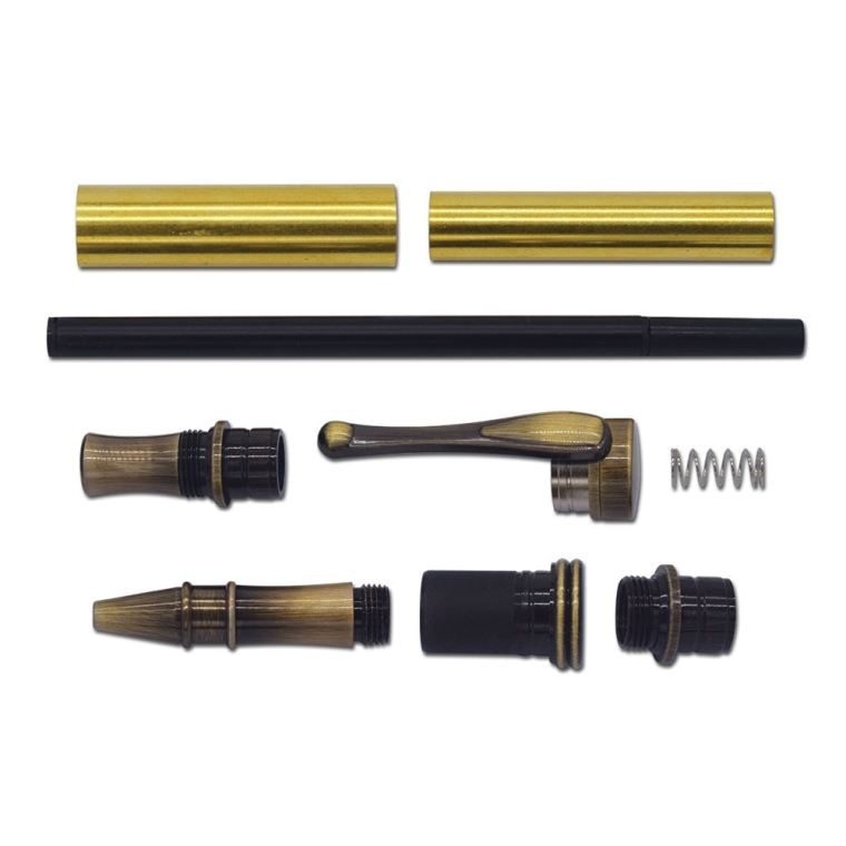 Rockler Retro Rollerball Pen Hardware Kit, Polished Antique Bronze - full pic 