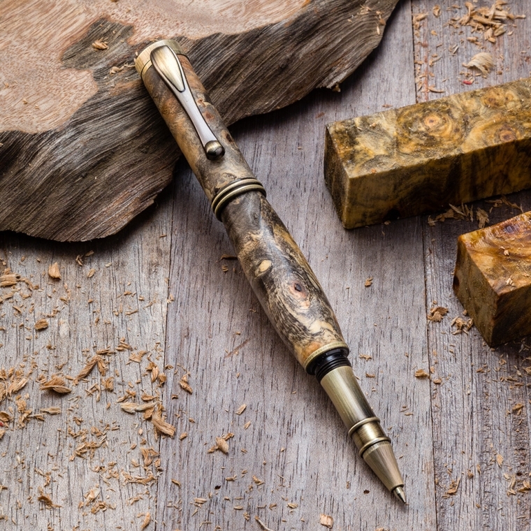 Rockler Retro Rollerball Pen Hardware Kit, Polished Antique Bronze - full pic 
