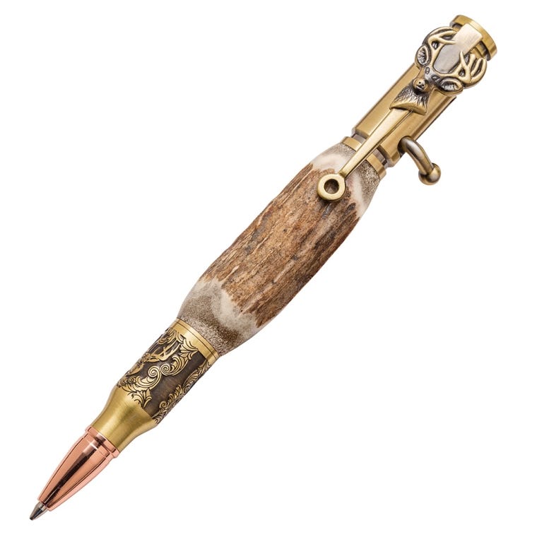 Deer Hunter Bolt-Action Pen Hardware Kit, Antique Brass - full pic 