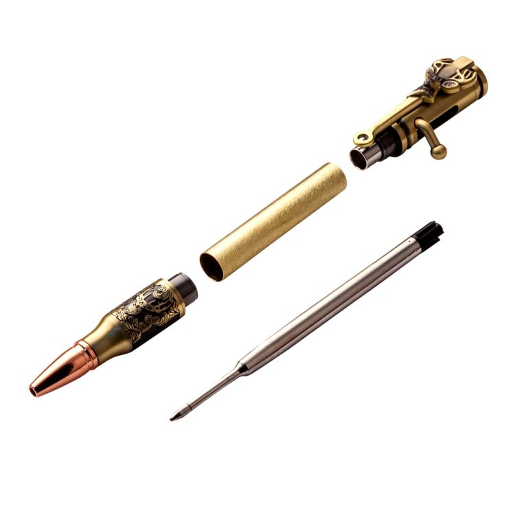 Deer Hunter Bolt-Action Pen Hardware Kit, Antique Brass - full pic 