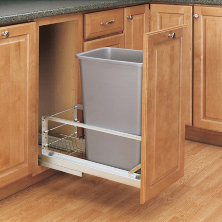 Single Aluminum Pullout Waste Containers, Rev-a-Shelf 5349 Series - full pic 