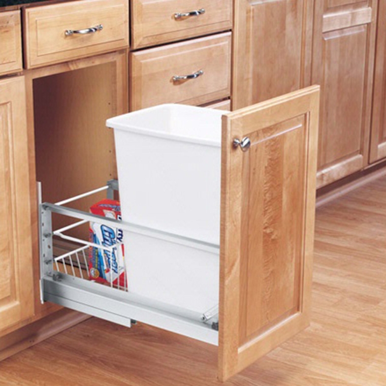 Single Aluminum Pullout Waste Containers, Rev-a-Shelf 5349 Series - full pic 